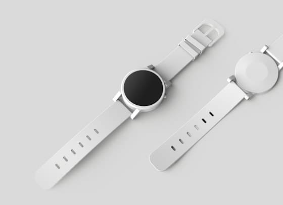 A wristwatch photographed against a plain background, as a shopping ad would show it.